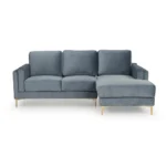 Velvet L shape sofa (Cerulean Blue) | Chairwale