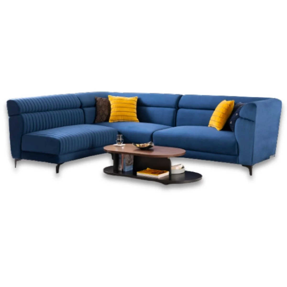 Velvet L shape sofa (Saffire Blue)